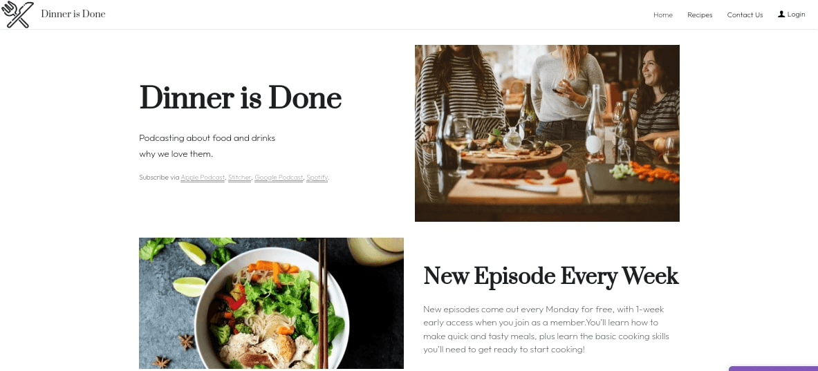 null Food blogger template on Strikingly